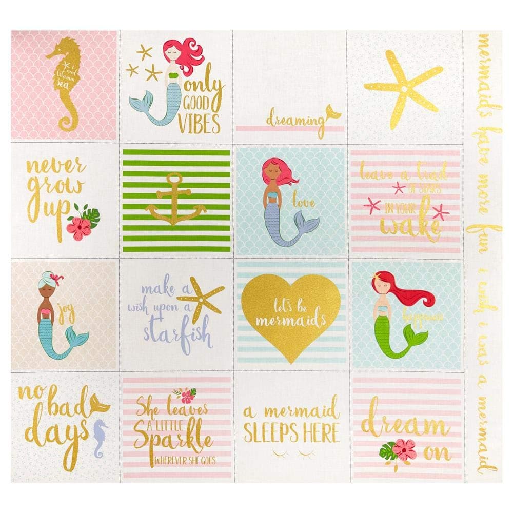 Riley Blake Designs Lets Be Mermaids 36'' Panel Sparkle White