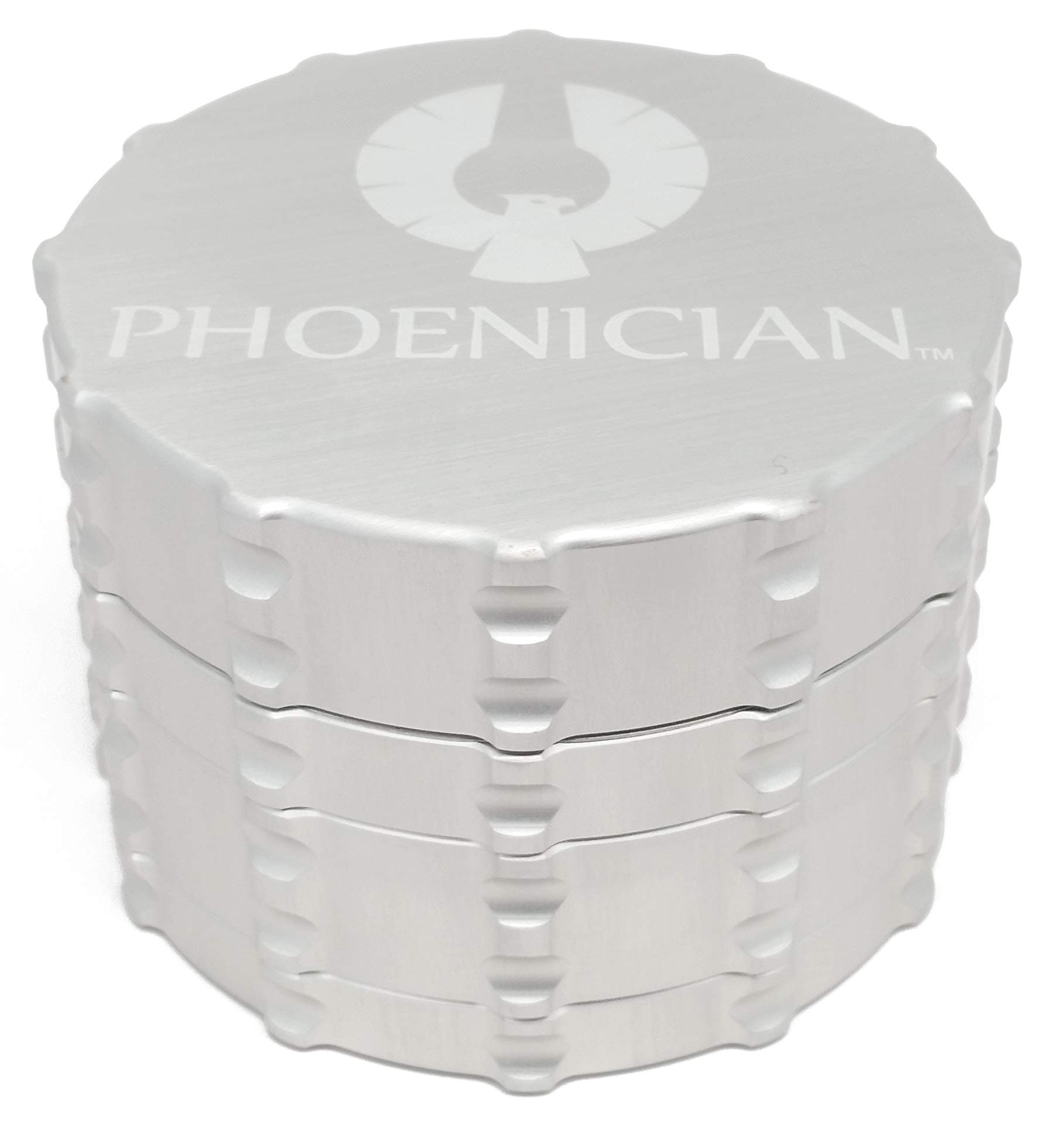 Phoenician Grinder - Silver - Large 4-Piece - Flat Top - Phoenician Engineering - MADE IN USA