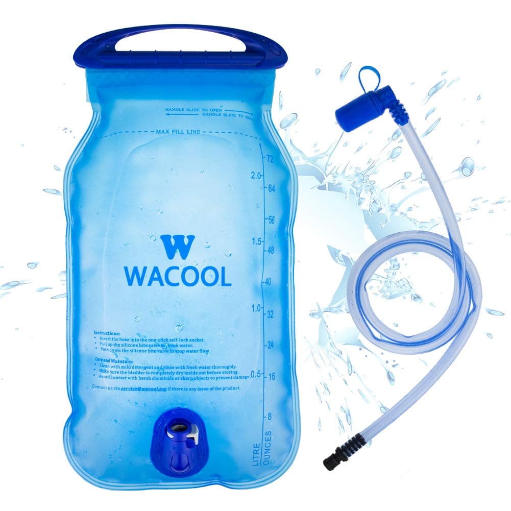 WACOOL 2L 2Liter 70oz BPA Free PEVA Hydration Pack Bladder, Leakproof Water Reservoir (XProSeries(Revo Blue))