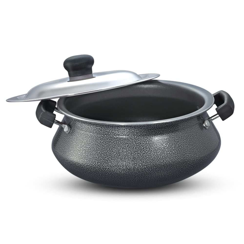 5 litres Omega Select Plus Non-Stick Handi | 3 Layer Non-Stick Coating |Black | Stainless Steel Lid | Scratch Resistant | Sturdy Handles