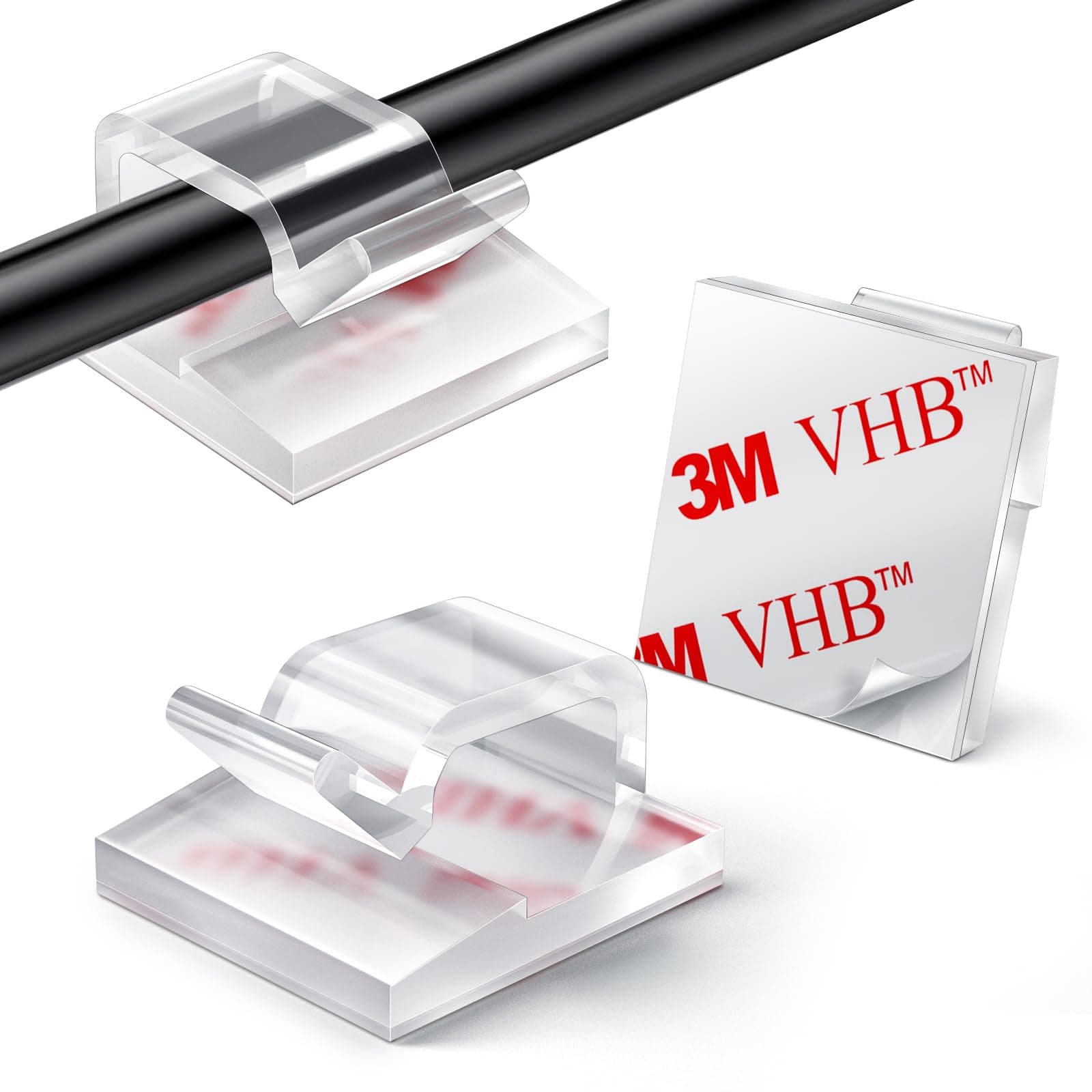 60Pcs Christmas Light Clips, Hooks for Outdoor String Lights Clips, Adhesive Cord Organizer Hooks, Sticky Wire Holder for Hanging Christmas Lights, Wall Cable, Fairy Lights (Clear, Small)