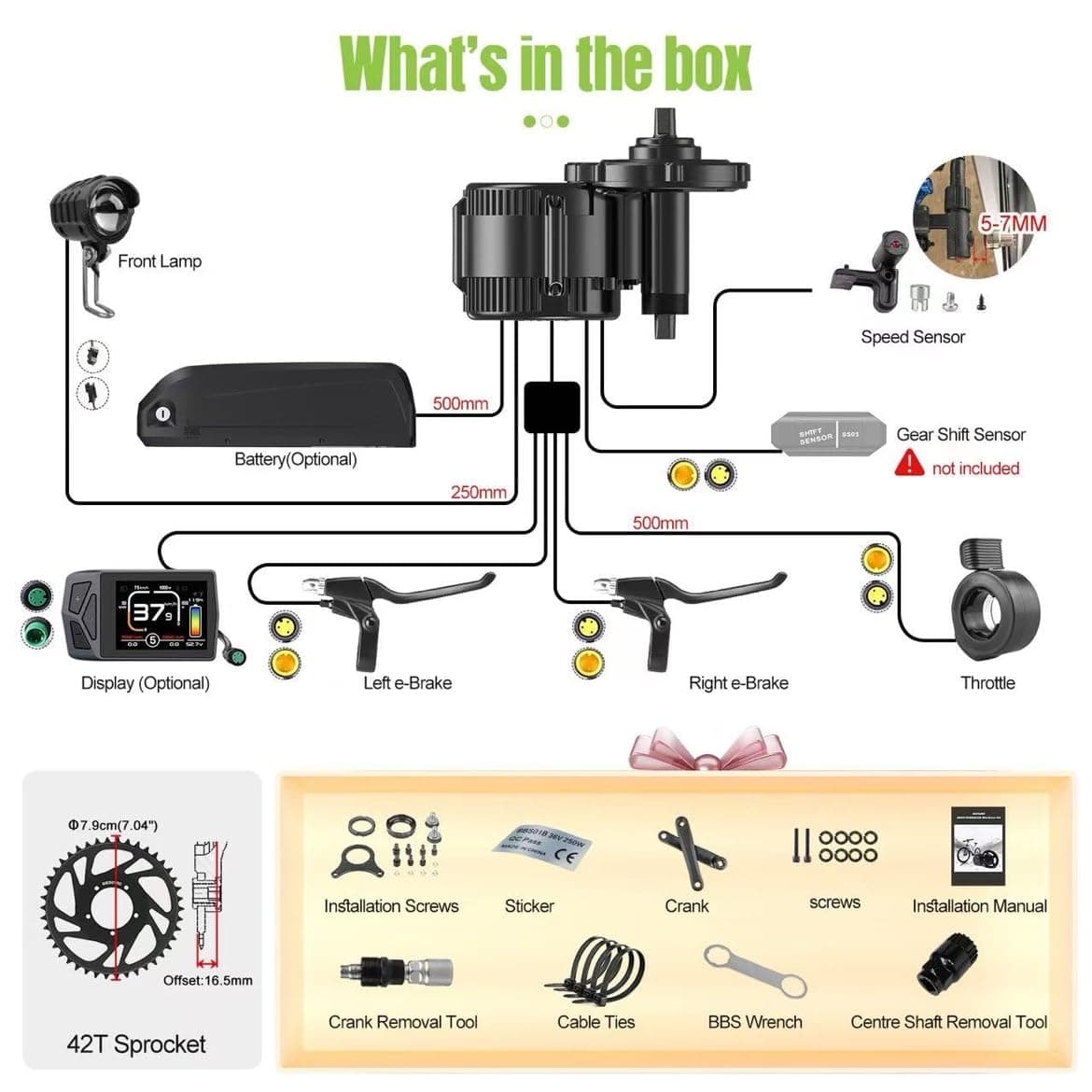 BAFANG 750W Mid Drive Kit,Mid Drive Ebike Conversion Kit Brushless Upgraded Motor with LCD Digital Display Chainring for Commuter Bike,Recumbent Trike,Mountain Bike,Cargo Bike
