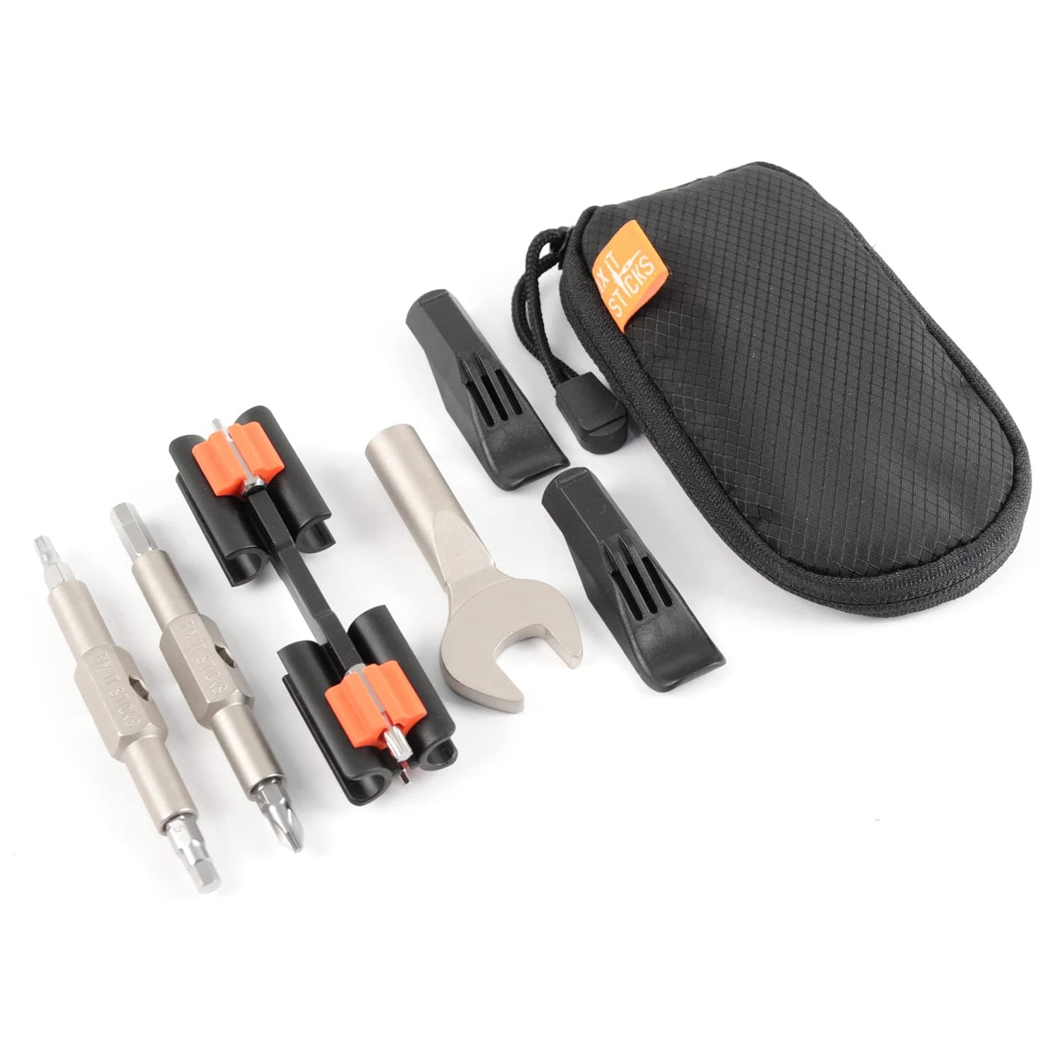 Fix It Sticks Commuter Compact Bike Tool Kit - Replaceable Sticks with Bracket, 2, 2.5, 3, 4, 5, 6 mm hex, T-25, and P2 Bits, 2 Tire Levers, 15mm Wrench, Carrying Case