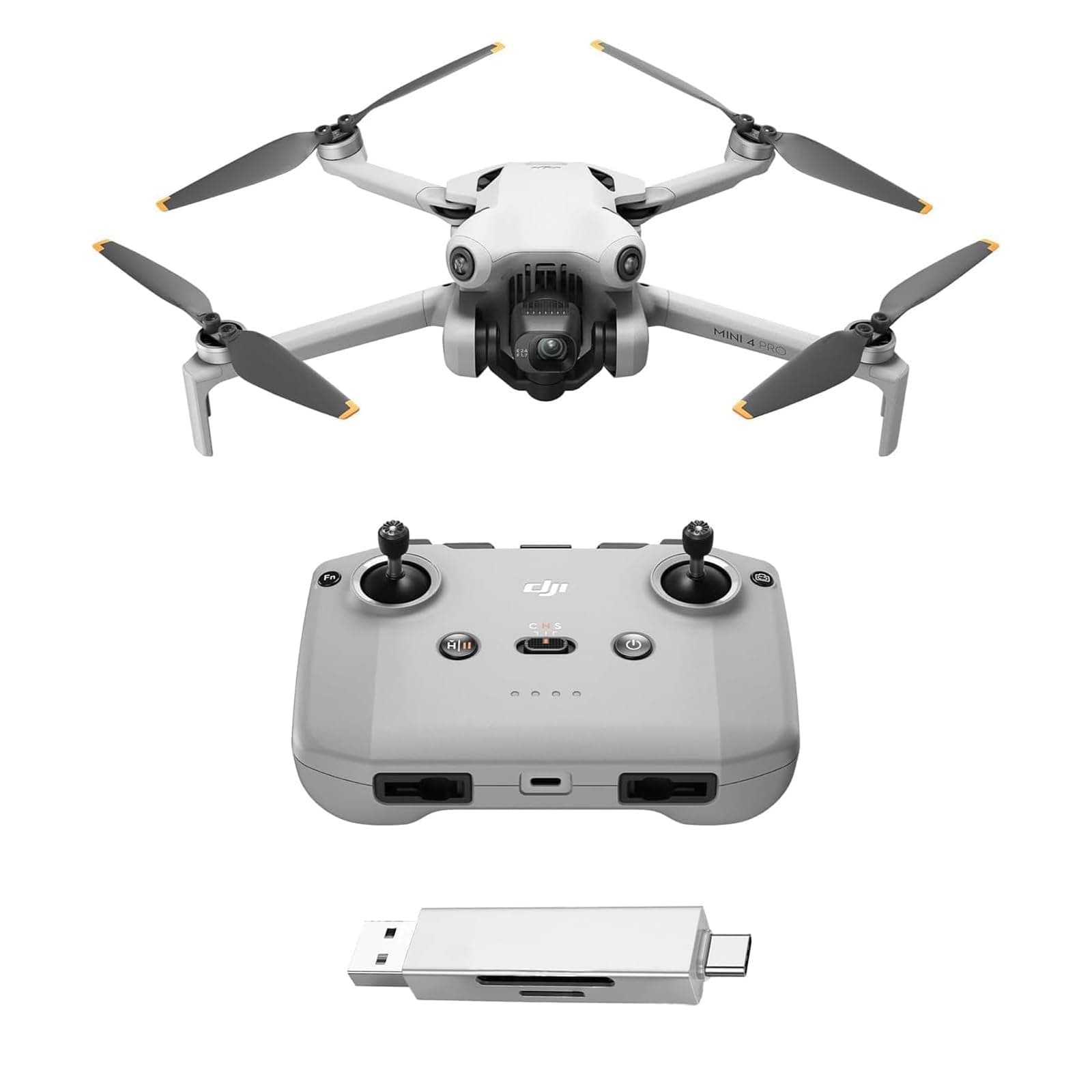 DJI Mini 4 Pro with Accessories, Foldable Mini Drone with 4K HDR Video Camera, Under 249g, 34 Minutes Flight Time, 20km Max Video Transmission Range, C0 (Card Reader + Memory Card)