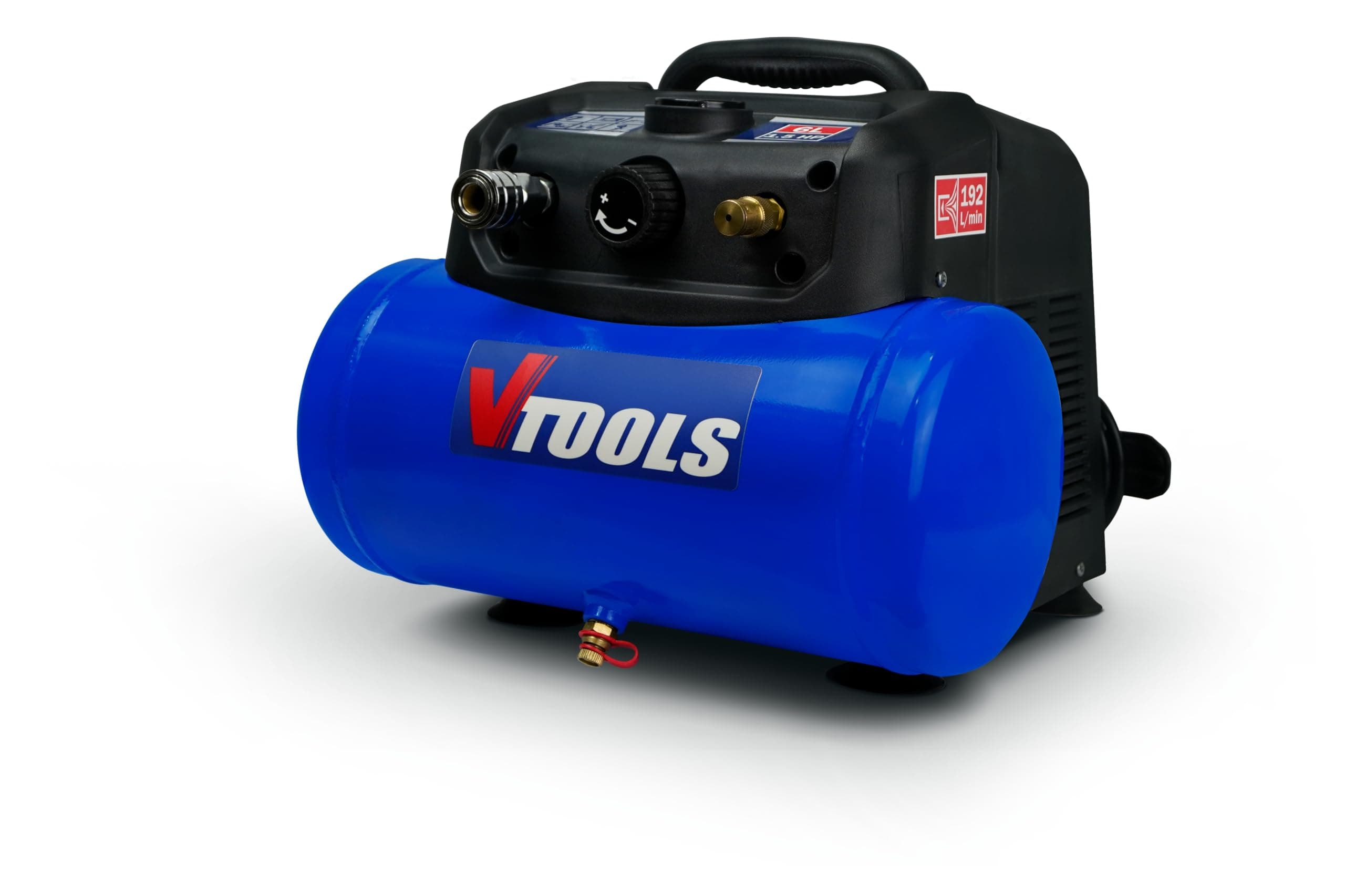 VTOOLS 6 Liter Portable Air Compressor With 1.5 Hp Motor,8 Bar, Vt1301