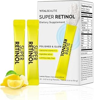 Super Retinol - Ingestible Liposomal Retinol & Vitamin C 1000mg Powder - Vegan K-Beauty Skin Supplement for Radiant Glass Skin & Tone, Dark Spot Care, 30 Packets
