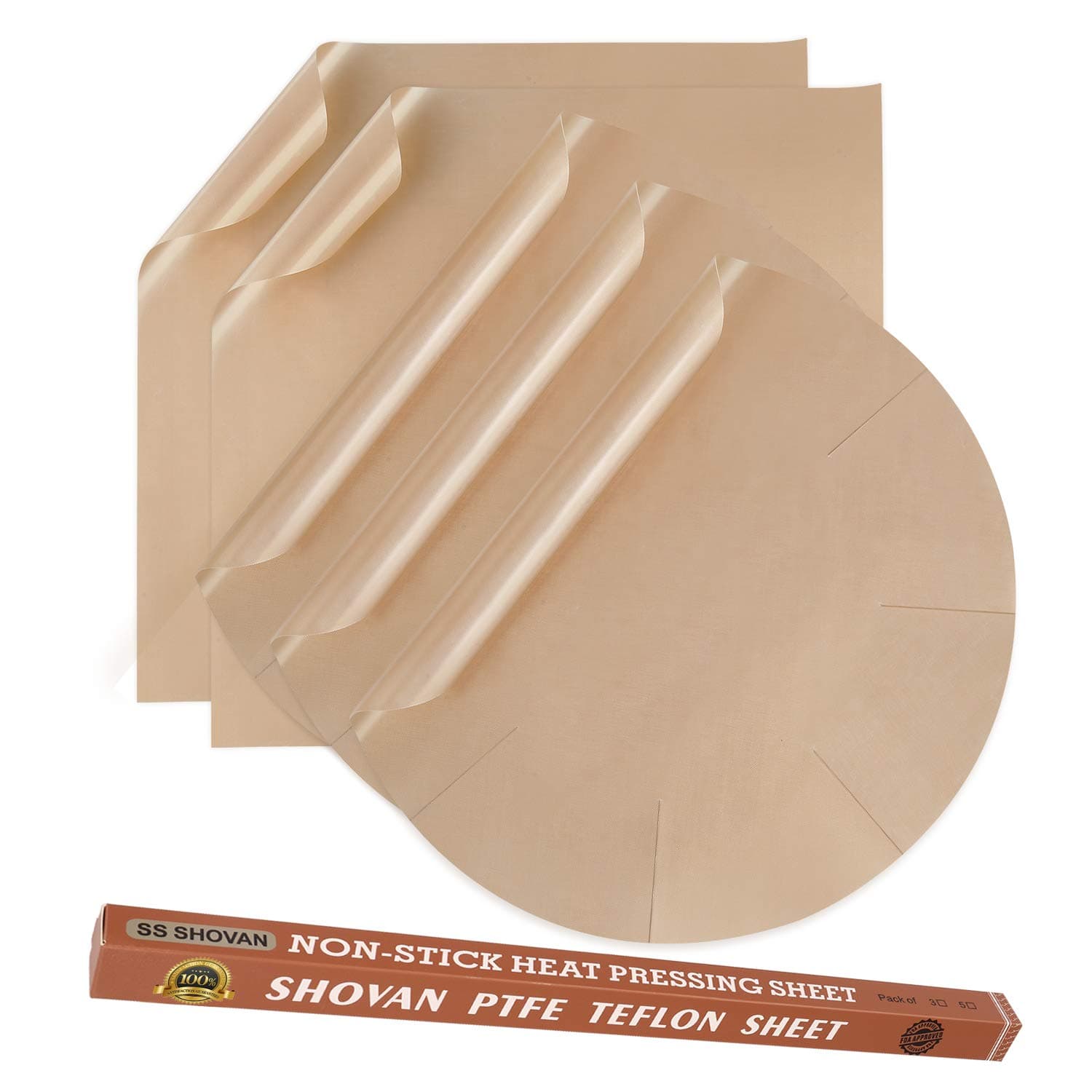 SS SHOVAN Baking Mat 5 Pcs,9'' Teflon Pastry Mat Oven Liner Non Stick Heat Resistant Reusable BPA Free Food Grade Cake Baking Mats for 9'' Cake Pan