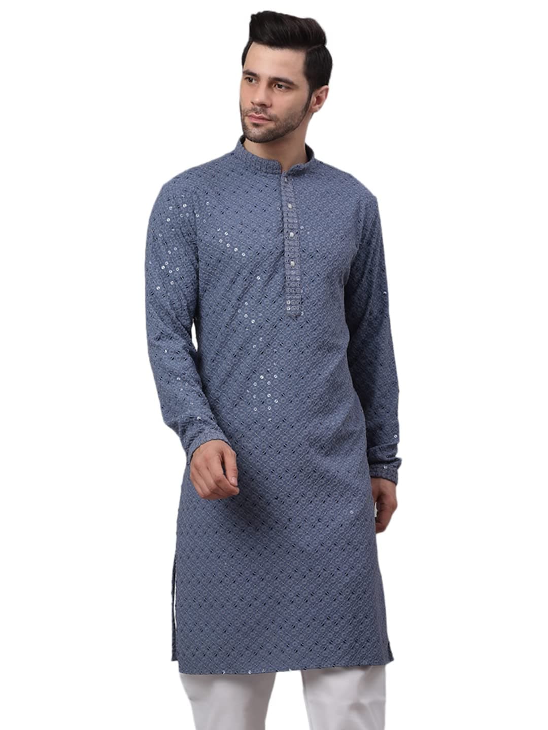 Jompers Men's Chikankari Embroidered and Sequence Kurtas