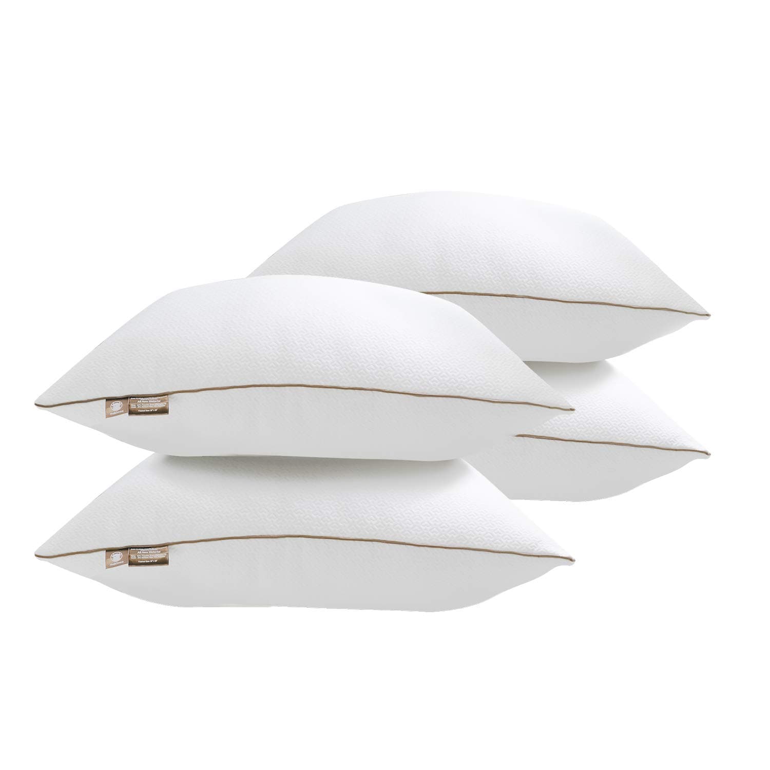 Premium 4-Pack Bamboo Sleeping Pillow, Bed Pillow, Super Soft, Hypoallergenic, Dust-Mite Resistant with Washable Covers and Microfiber Filling Queen Size Pillow (75x48 cm)