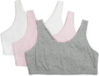 Fruit of the LoomGirls' Cotton Built-up Sport Bra, Opaque (Pack of 3)