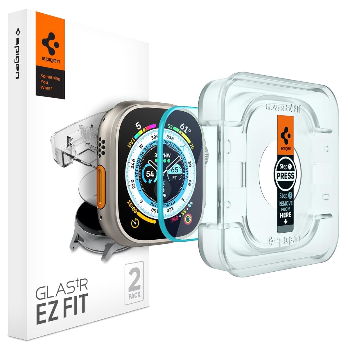 Spigen Tempered Glass Screen Protector [Glas.tR EZ Fit] designed for Apple Watch Ultra 3 / Ultra 2 / Ultra (49mm) - 2 Pack