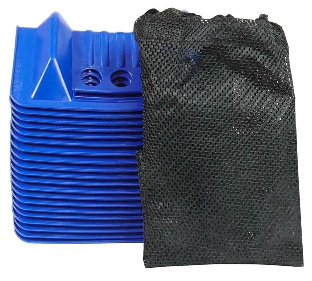 Mytee Products (20 Pack 4" x 4" x 10" Blue Corner Protector V Shaped Flatbed Edge Guards with Carrying Case - Cargo Load Corner Edge Protector and Tie-Down Strap Guard for Flatbed