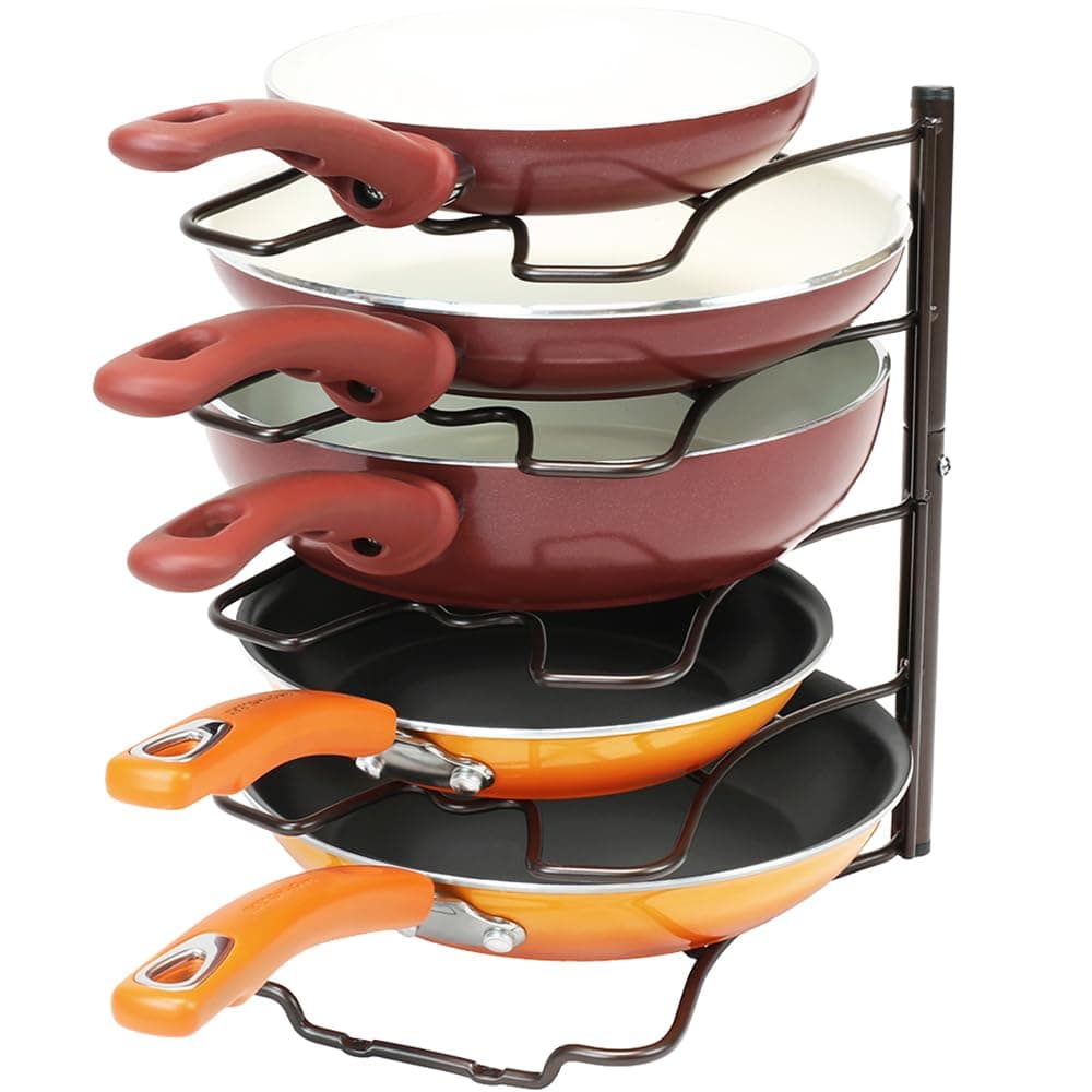 Pan Organizer Rack for Kitchen Cabinet and Counter, Bronze