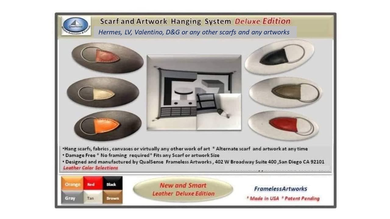 Scarf and Artwork Hanging System Deluxe Leather Edition
