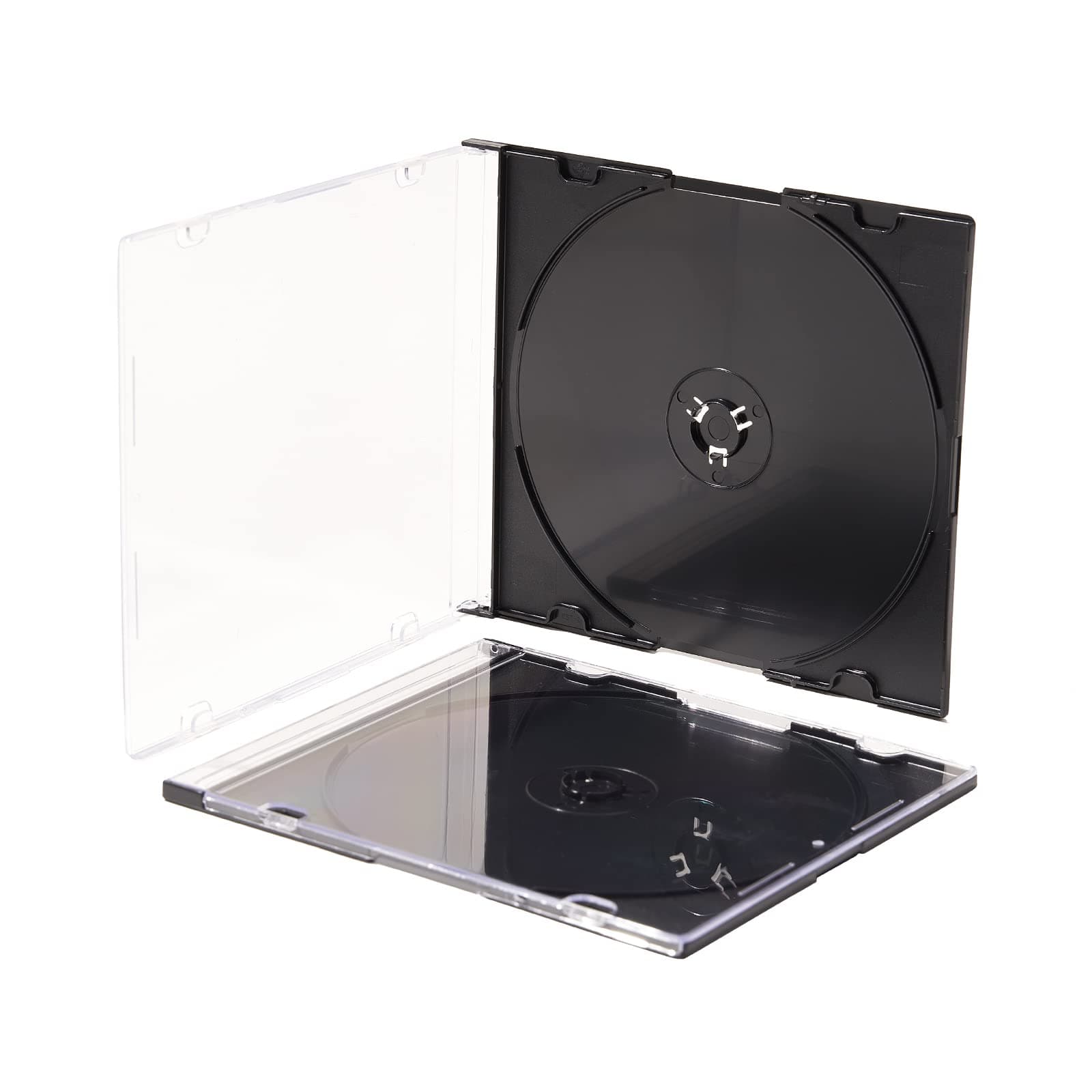 Maxtek Ultra Thin 5.2mm Slim Clear CD Jewel Case with Built in Black Tray, 20 Pack.