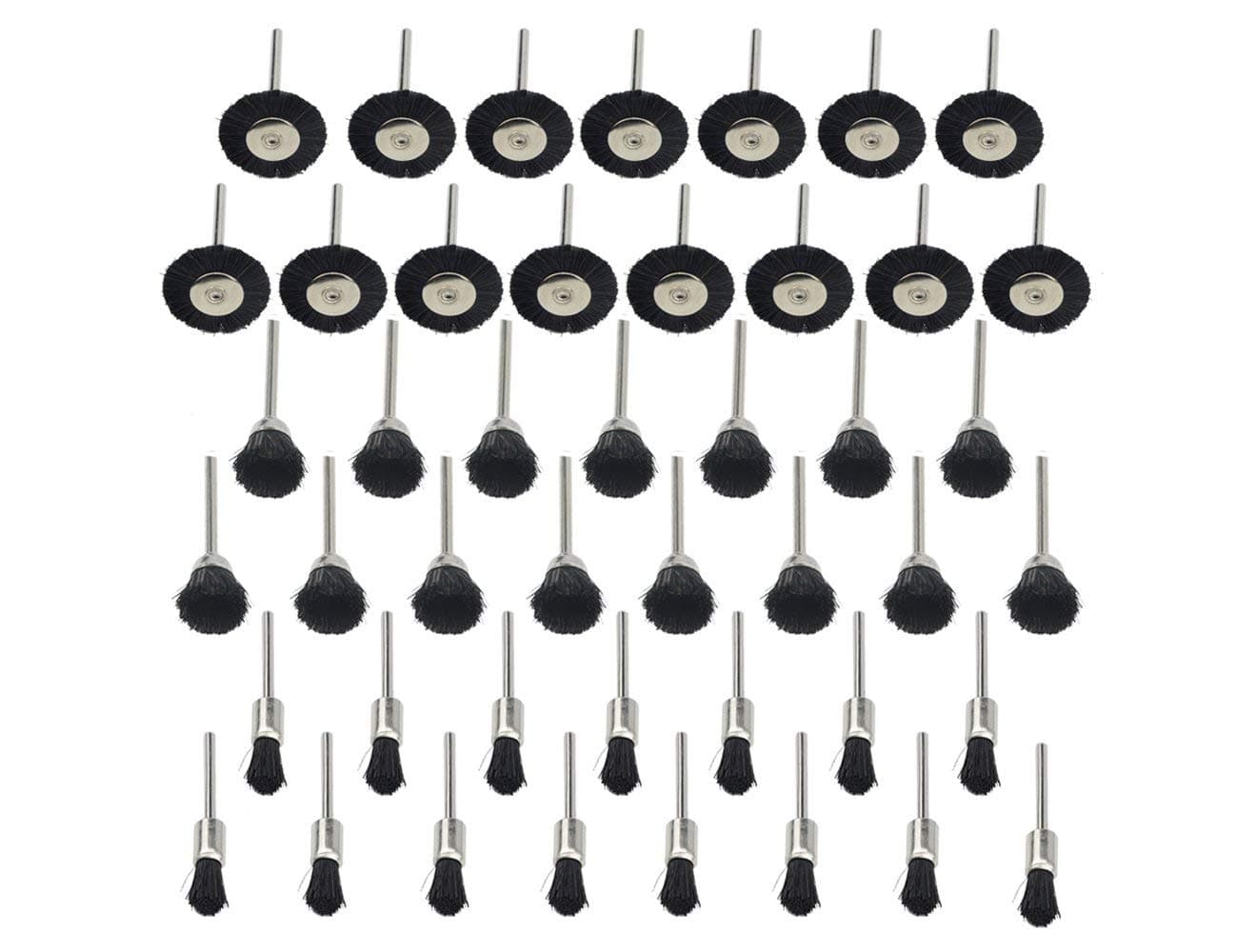 DIY Crafts Soft Nylon Bristle Brushes Cup Wire Brush Set Cleaning Polishing Accessories 2.35mm Shank for Dremel Rotary Drill Tools. (Design No # 11, Pack of 45 Pcs)