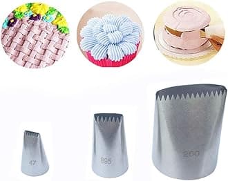 FantasyDay 3-piece Stainless Steel Piping Tips Piping Nozzles Cake Cookies Cupcake Icing Decorating Supplies Decorating Kits Frosting Icing Tips Baking Set Tools (Pattern Chart) #1
