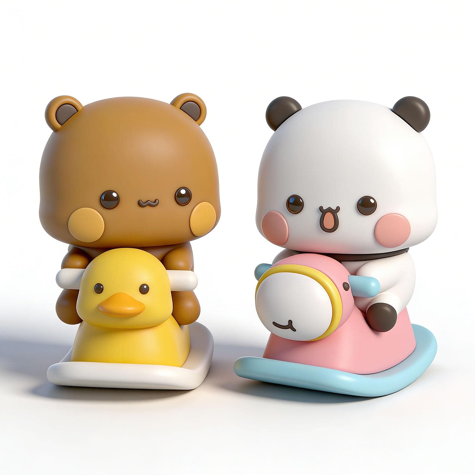 YOKUSHI 2 PCS Bubu and Dudu Bears Car Dashboard Decorations, Cute Cartoon Statue Bears Panda Figurine Office Desk Decor for Decor Accessories Tabletop Ornaments Gifts (B)