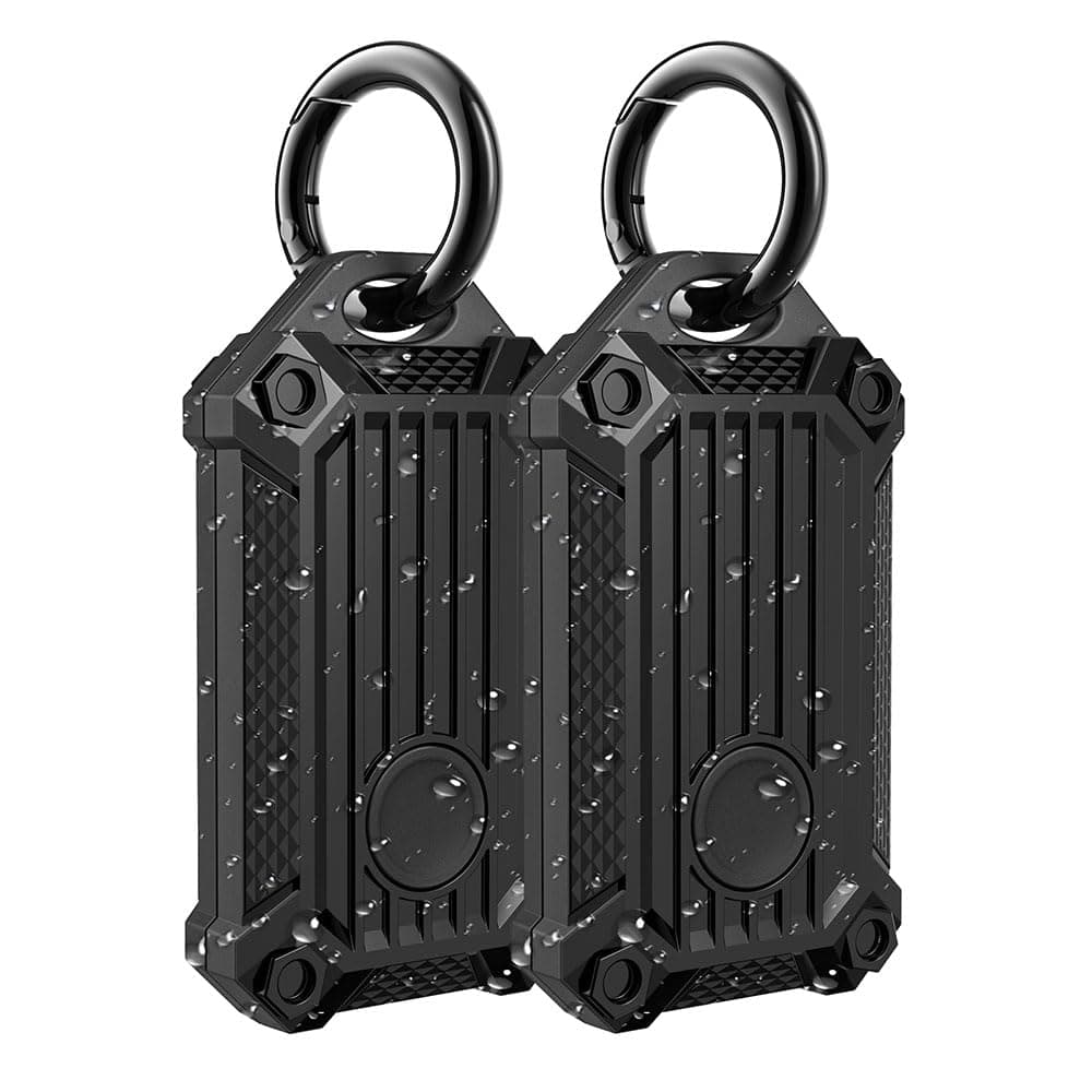 Samsung Galaxy SmartTag2 waterproof mount Case Holder Scratch Resistant Cover with Keychain for Keys, Wallet, Luggage (Black, 2PCS)
