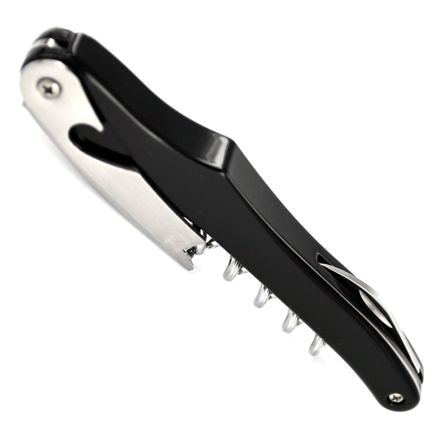 Dolphin Professional Waiter's Corkscrew Aluminum Handle Two Step Lever - Black