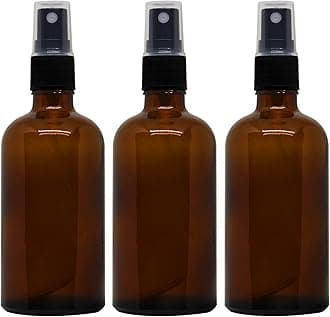 nsb herbals 100 ml Refillable Amber Fine Mist Spray Glass Bottles with Leak Proof Spray Pump for Multipurpose uses for DIY Perfume, Essential Oils, Blends, Aromatic Water, Beauty Products (Pack of 3)