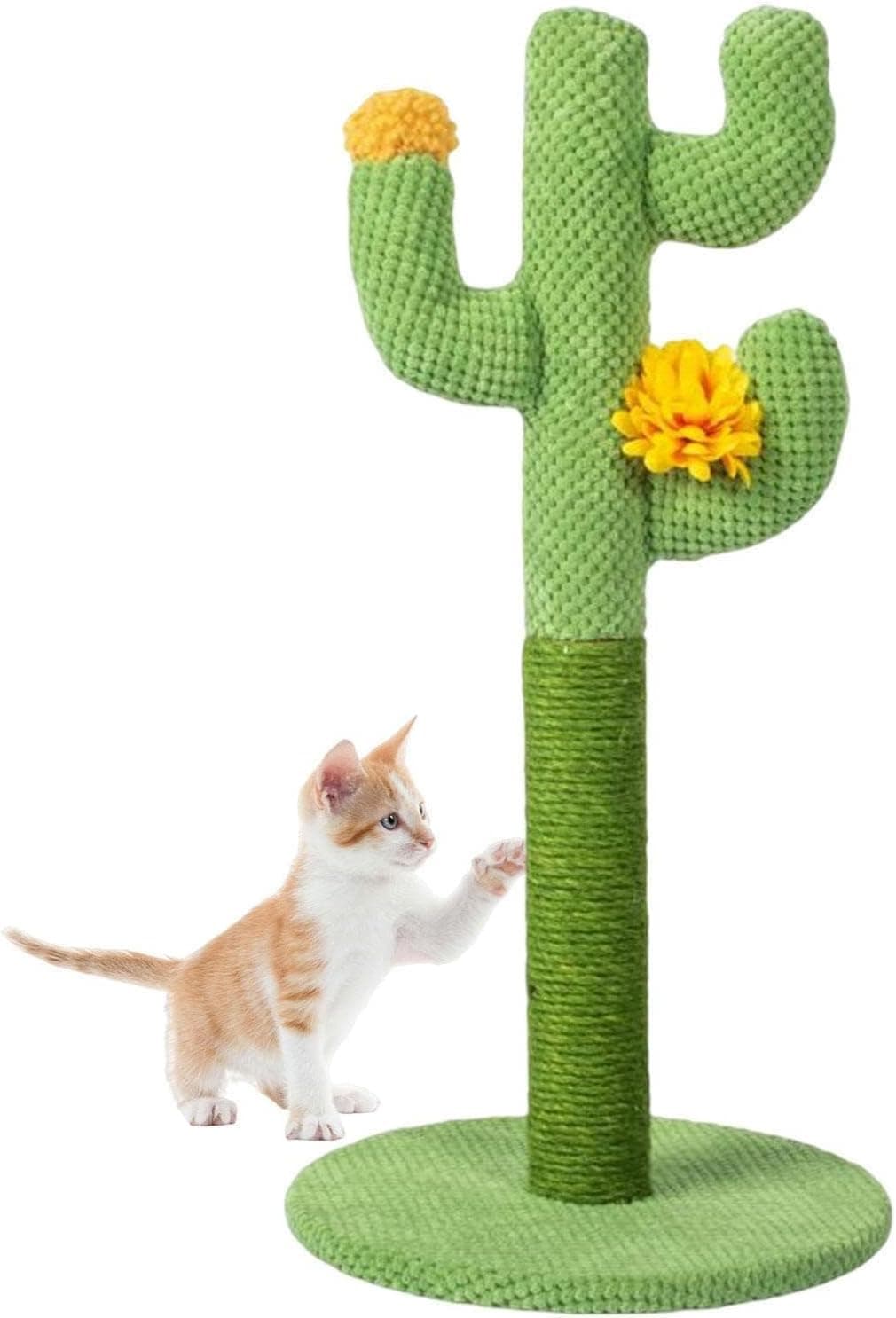 Sagreeny Cat Tree,Cat Scratching Posts, Cat Post, Cactus Cat Scratcher Tree, Vertical Cactus Cat Tree Interactive Kitten Scratcher Featuring 3 Scratching Poles for Indoor Adult Cats and Kittens