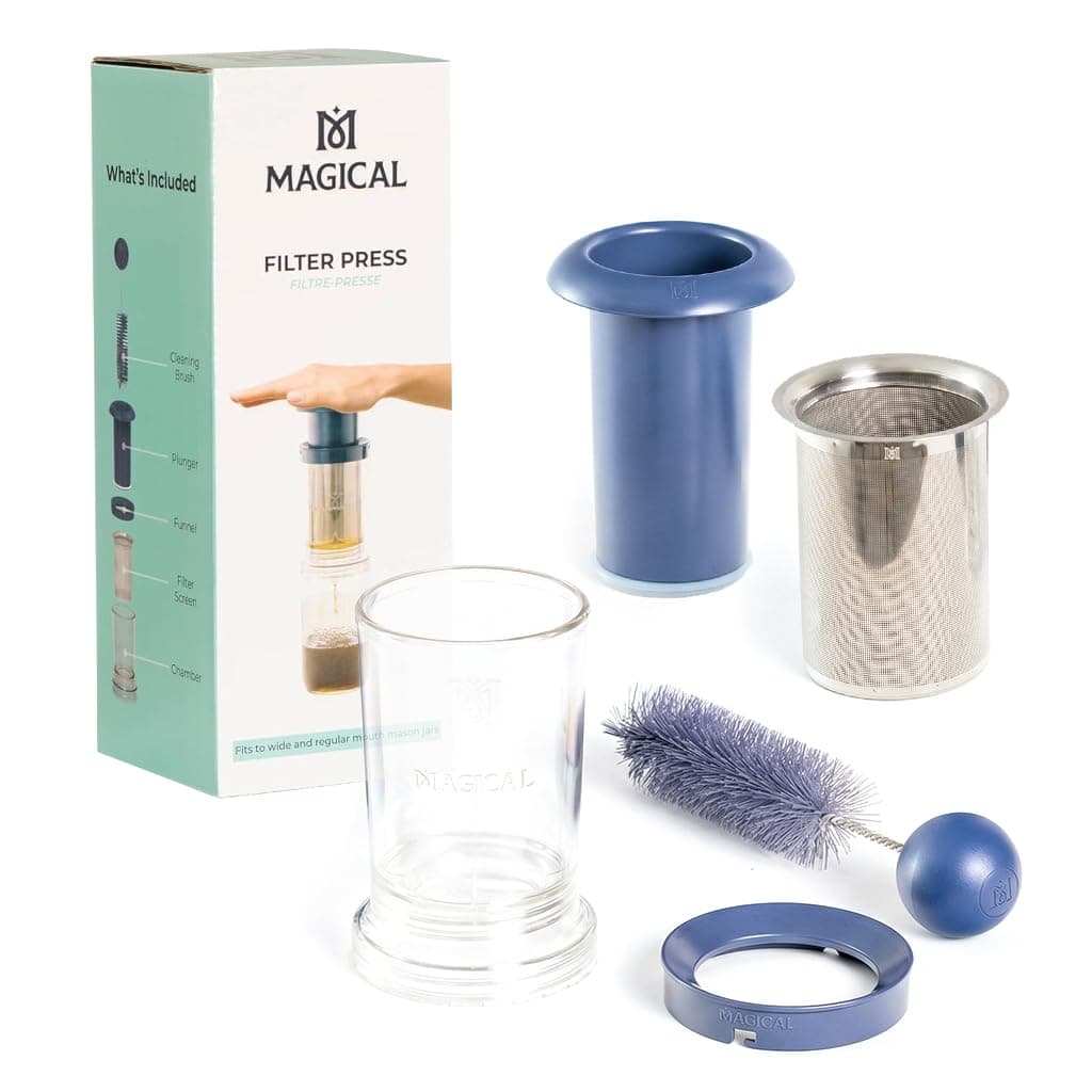 Magical Butter Filter Press – BPA-Free Reusable Straining System with Plunger & Cleaning Brush – Mess-Free Infused Oil & Butter Strainer