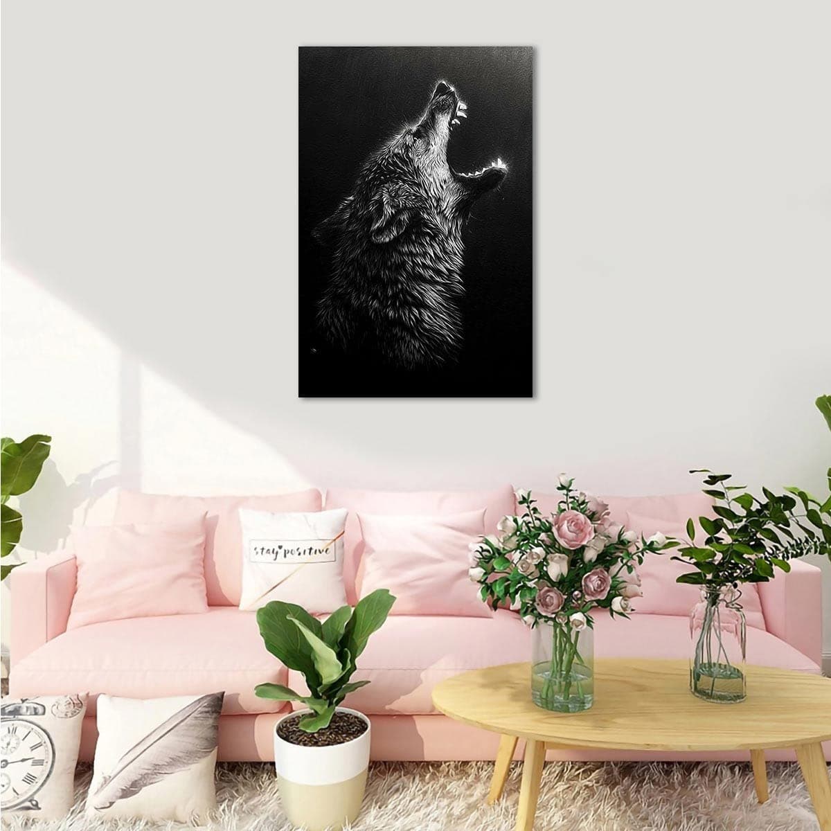 kerneLight Wolf Wall Decor Wolves Poster Black and White Abstract Canvas Wall Art Prints Modern Oil Art Wall Paintings for Living Room Bedroom Home Office Decoration Unframed 16'' x 24''