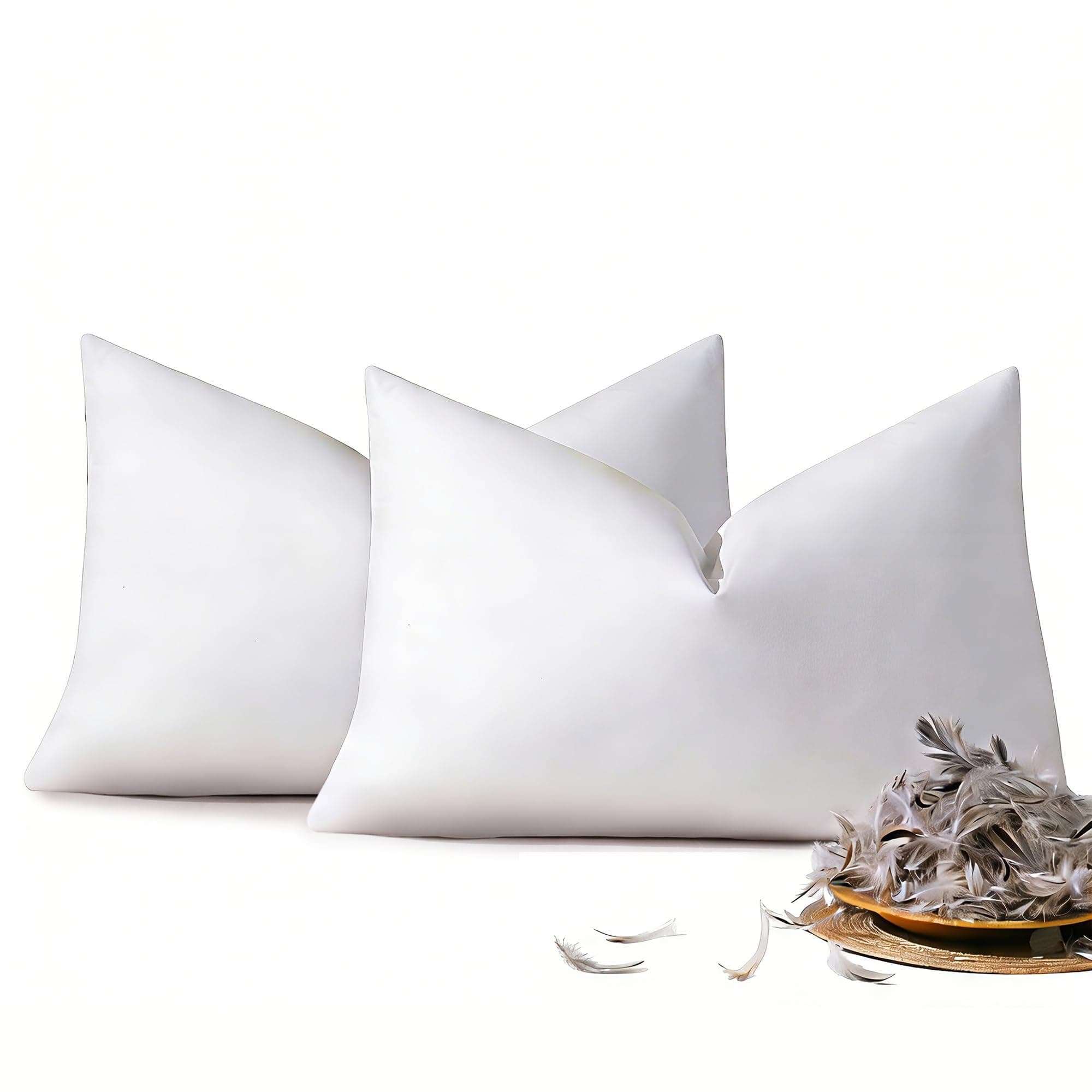 12x20 Feather Down Pillow Inserts Set of 2, Decorative Pillows with 100% Coton Cover, Throw Pillow for Bed, Couch and Sofa.
