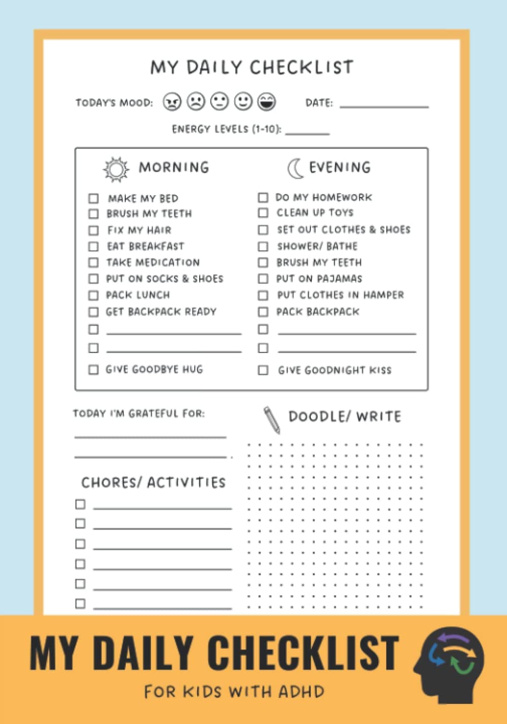 My Daily Checklist for Kids With ADHD: Journal for Hyperactive Children | ADHD & ASD Chore Tracker & Routine Planner