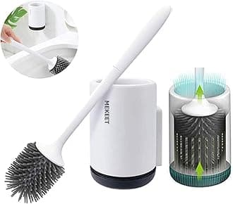 Silicone Toilet Brush and Holder,Bathroom Toilet Brush Holder Set,Silicone Toilet Cleaning Brush Kit with Soft Bristle Brush (Wall Mounted)