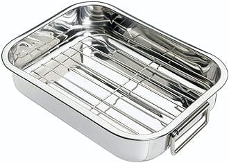 KitchenCraft KCRNR25 Stainless Steel Roasting Tin with Rack, Small, 27 x 20 cm, Silver
