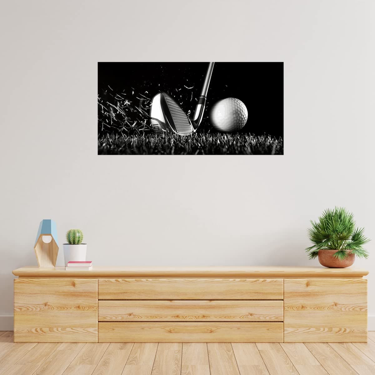 gold mi Golf Course Black Artwork Canvas Print Black and White Men Cave Home Office Wall Art Picture Golf Ball Sport Canvas Painting for Gym Living Room Wall Decor Frame 20x40inch Minimalist