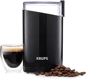 KRUPS F2034238 Coffee Mill and Spice Grinder – 200W, 75g Capacity (Up to 12 Cups), One-Touch Operation, Stainless Steel Blades, Ideal for Coffee Beans, Spices, Nuts & Herbs - Black