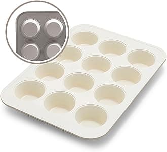 GreenLife GL Bakeware 12-Cup Muffin Tin, Taupe