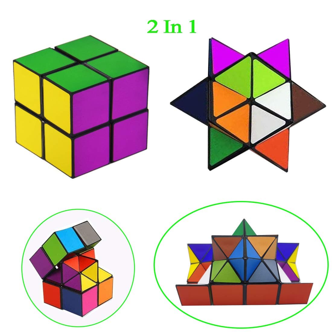 Magic Star Cube, 2 in 1 Transforming Geometric Puzzle Combo, Fidget Starcub Smooth Surface,Infinity Cube, for Kids and Adult to Stress and Anxiety Relief