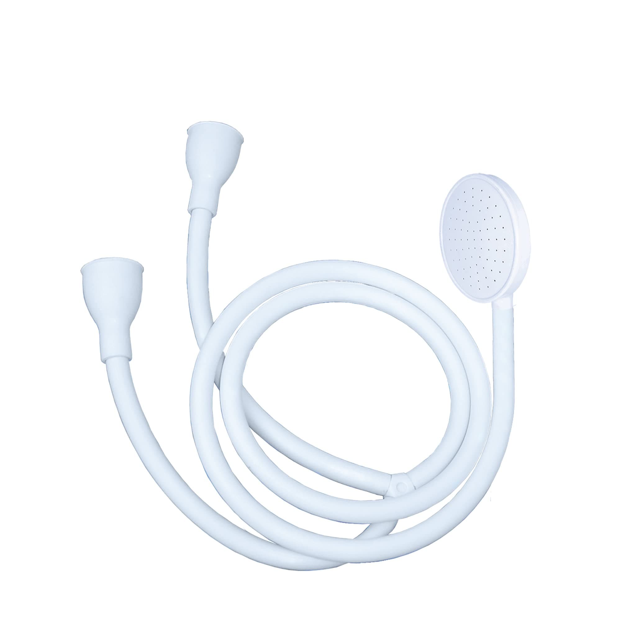 Blue Canyon Vector Double Tap Shower Spray| Bathroom Accessory| Premium Shower Attachment for Bath taps| Push-on-Fitting| Suitable for Round & Oval Taps| Shower Head for Bathroom| ~1.5 Meters| (White)