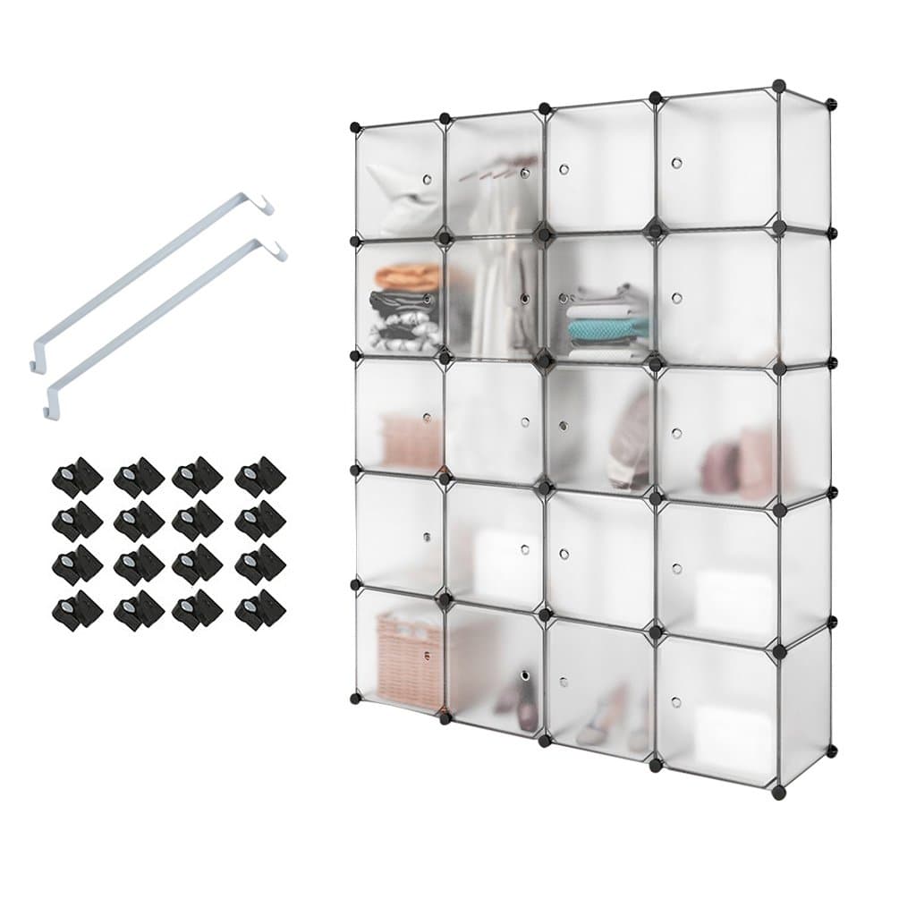Meerveil Wardrobe, Metal plastic, Beige, Blanc 20 Cube