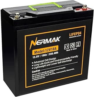 12V 18Ah Lithium LiFePO4 Deep Cycle Battery, 2000+ Cycles Lithium Iron Phosphate Rechargeable Battery for Solar Power, UPS, Lighting, Marine, Scooters, Fish Finder and More, Built-in 20A BMS
