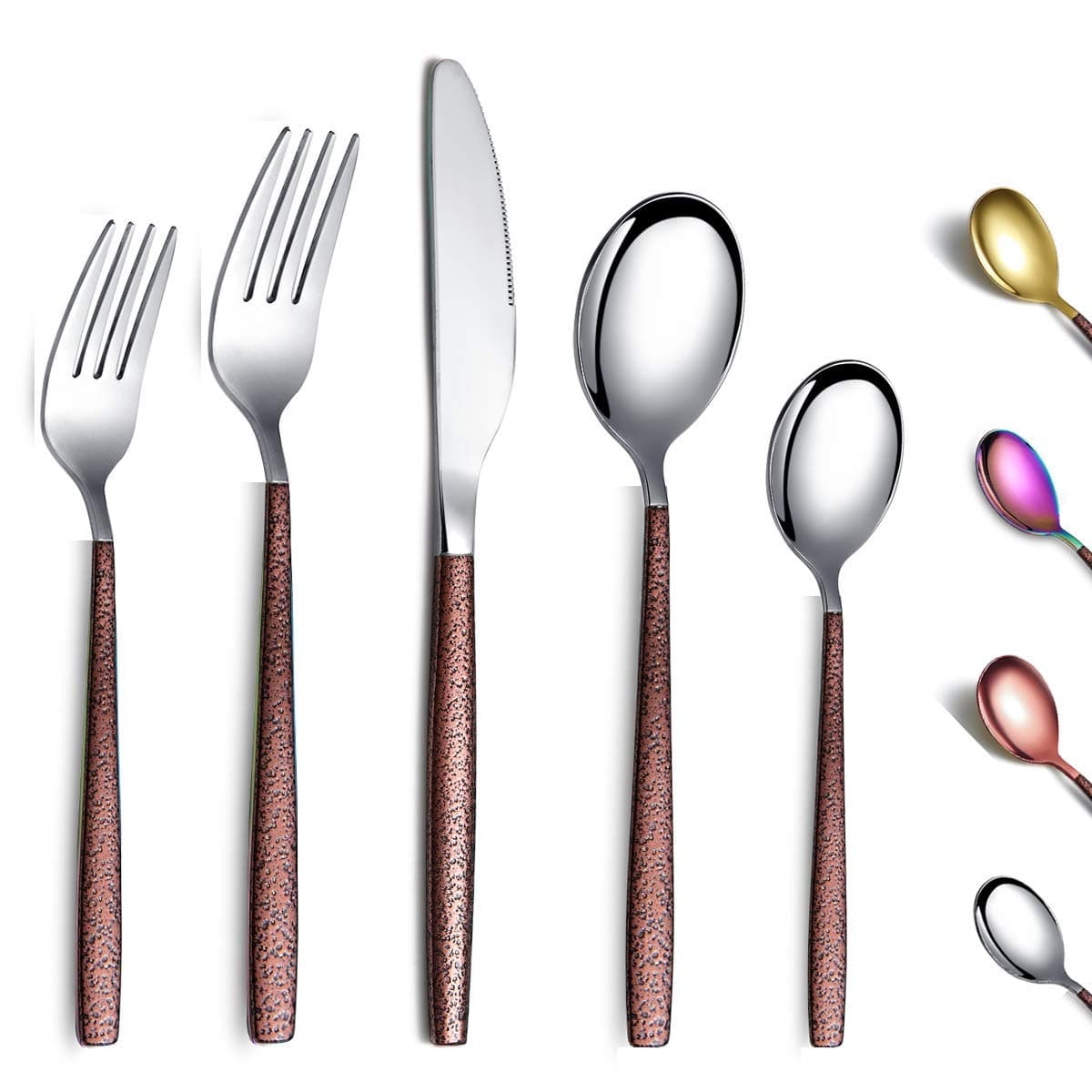 Berglander Silverware Set 20 Pieces With Moon Surface Handle And Shiny Mouth, Stainless Steel Modern Flatware Set Utensils Set Cutlery Set Service For 4