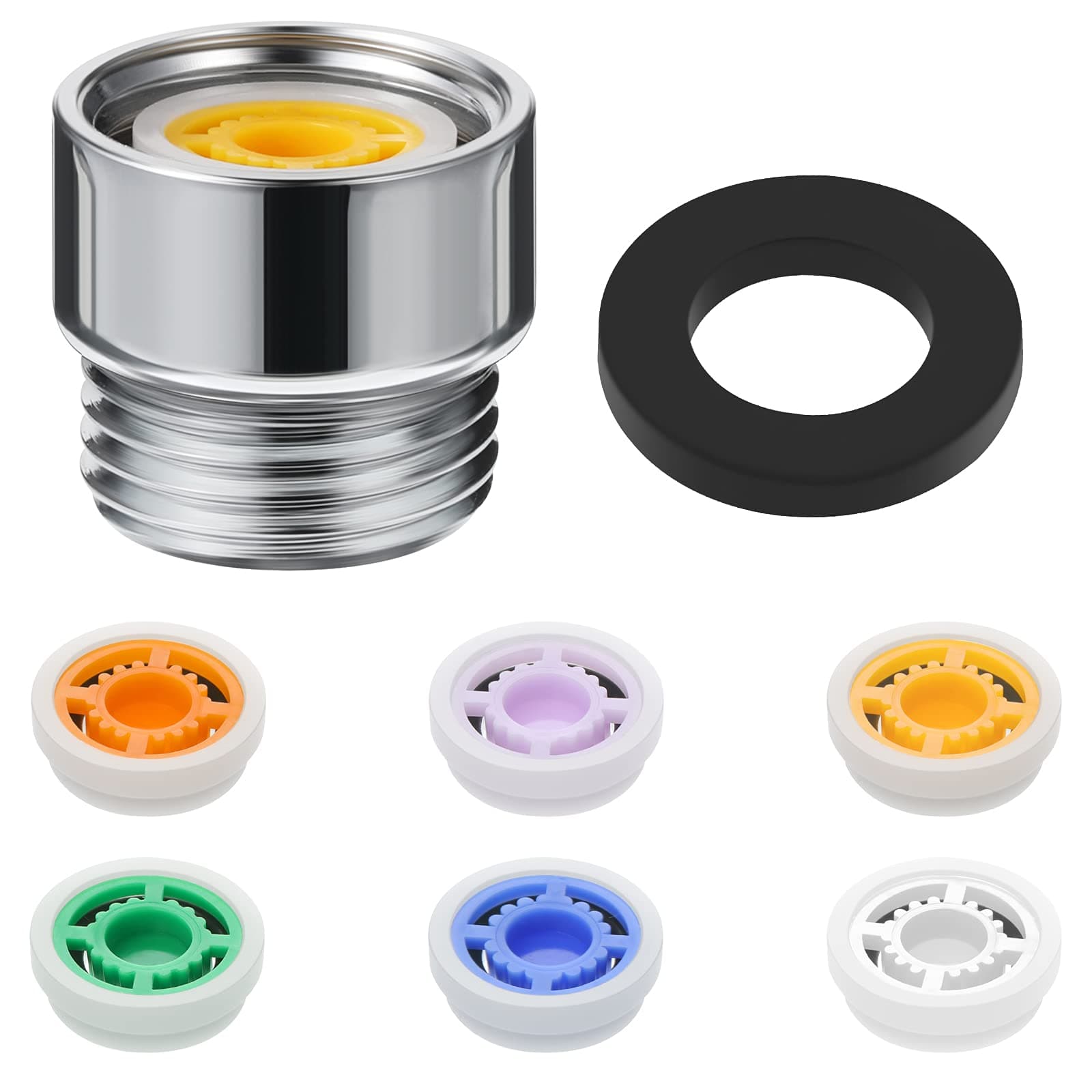 Honoson 1 Set Shower Flow Reducer Limiter Set 1/2 Inch Flow Restrictor Control Valve for Fixed Handheld and Shower Head 1.2/1.5/1.8/2/ 2.2/2.5 Gpm