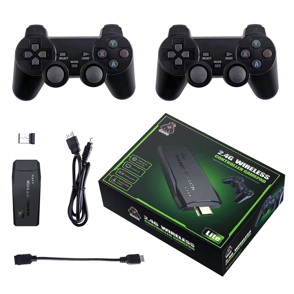Eacam Wireless Game Console 2.4G HD Arcade PS1 Home TV Mini Game Console U Bao Retro Game Console Wireless Gamepad Controller 64G (new package)