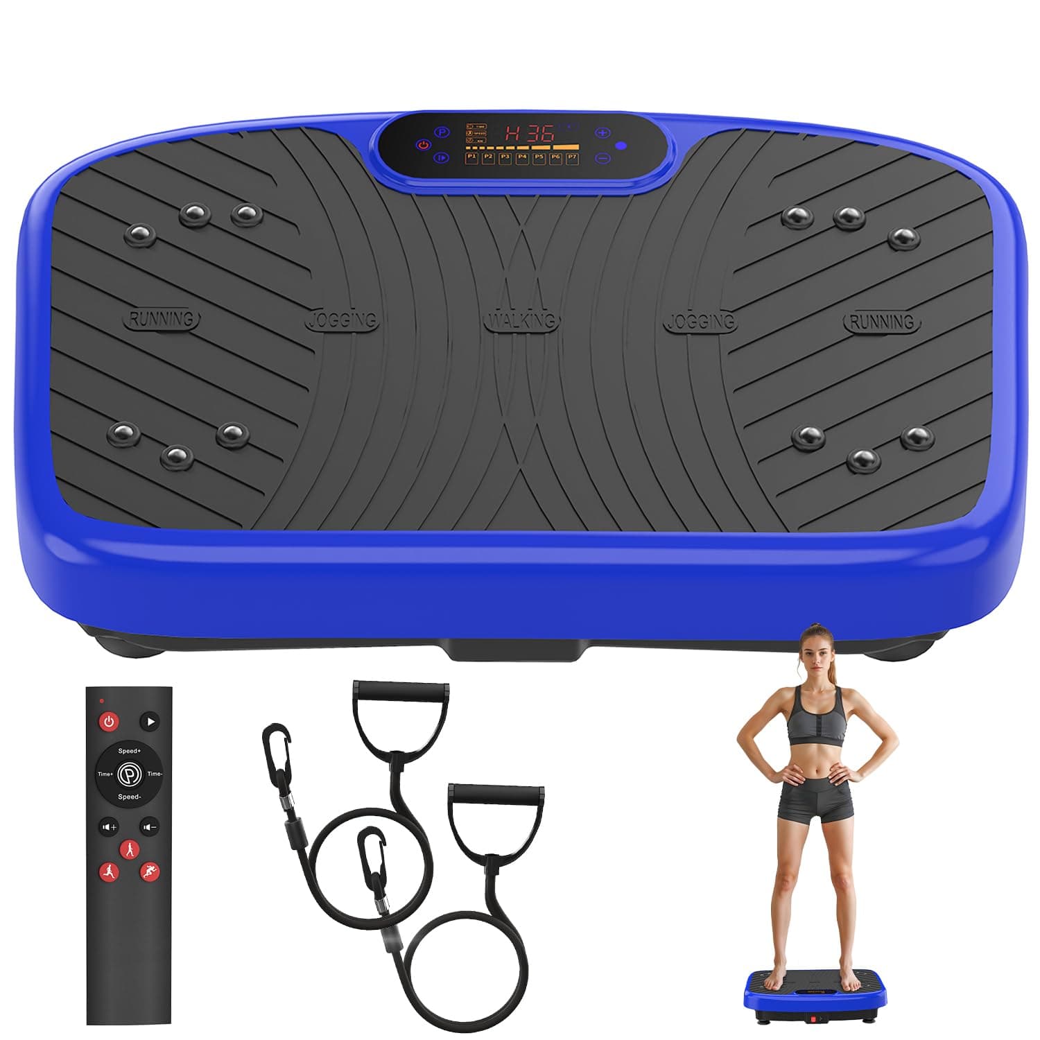Vibration Plate Exercise Machine, Vibration Plate for Lymphatic Drainage, Portable Sport Gym for Shaping Whole Body Muscle - Max User Weight 450 Lbs(Blue)
