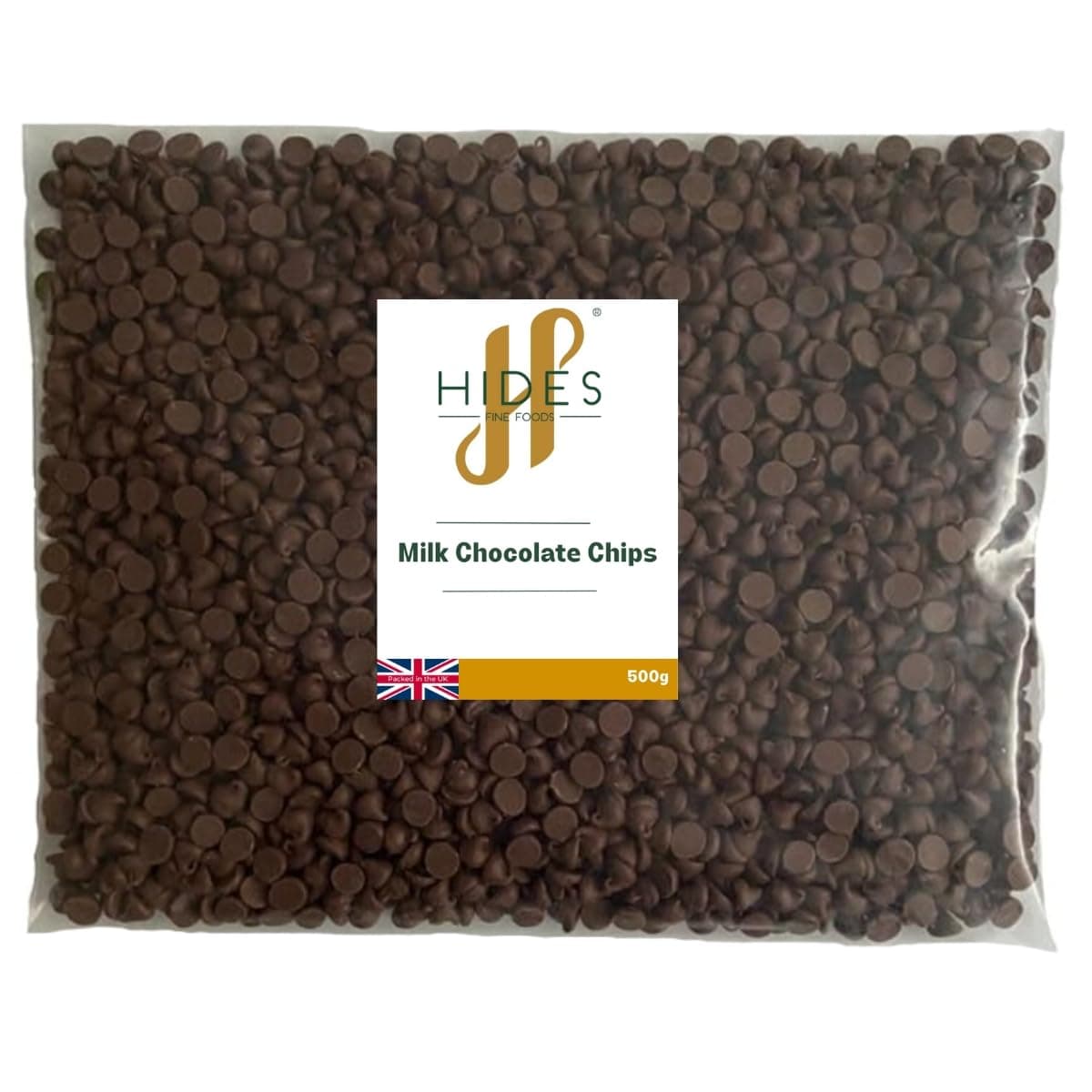 Hides Fine Foods - Milk Chocolate Chips -500g - GMO - Free - Suitable for Vegetarians - Baking - Desserts - Cookies - Ganache - Muffins - Cakesicles - Cakes - Cupcakes -Tempering - Chocolate Mocha