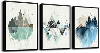 Black Framed Abstract Wall Art - Set of 3 Piece Framed Art Prints - 20"X28" - Modern Home Decor for Living Room, Bedroom, Office