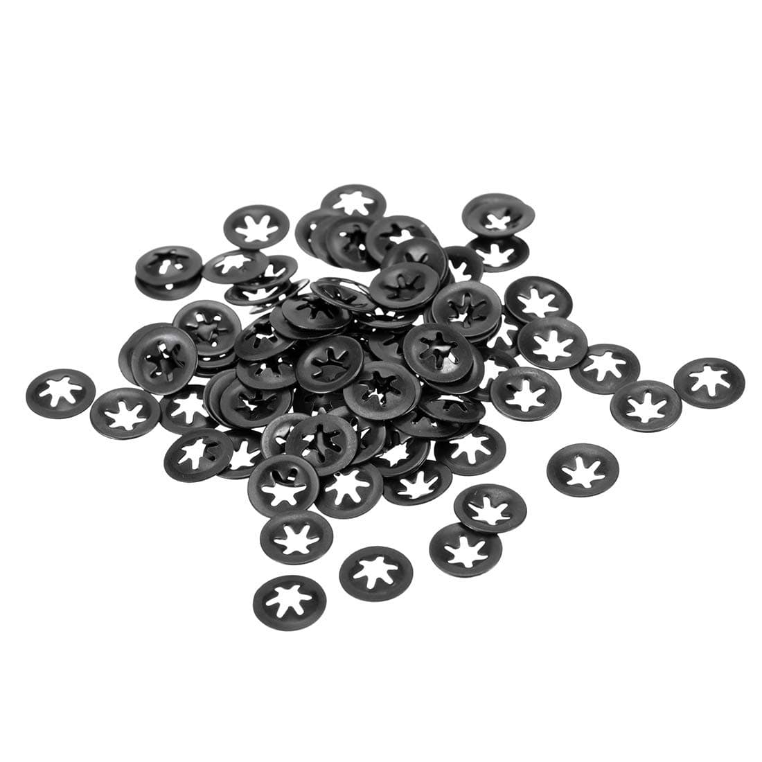 sourcing map M3 Washer 2.5mm I.D. 9mm O.D. Internal Tooth Lock Washers Push-On Locking Speed Clip 65Mn Black Oxide Finish 100pcs