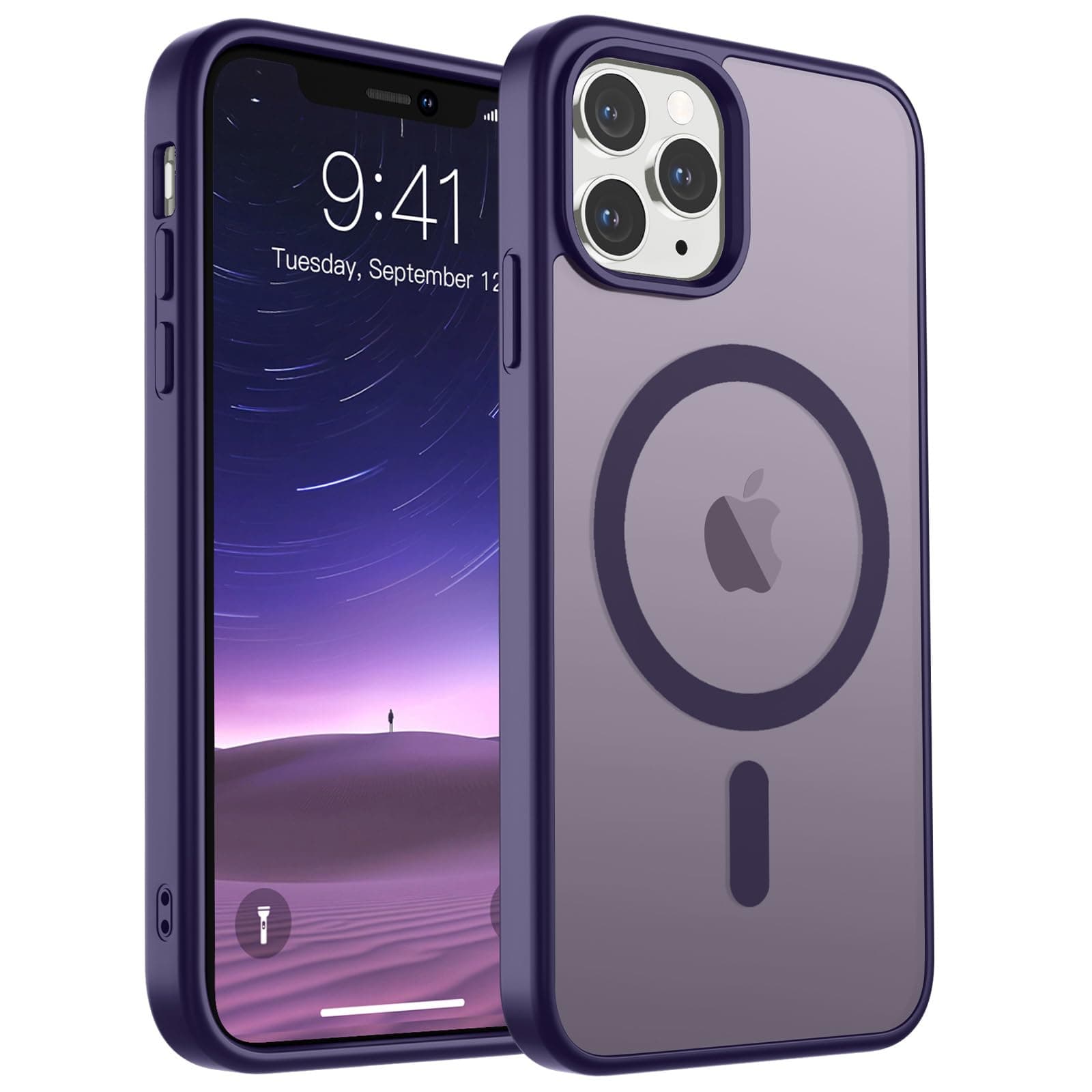 SUPFINE Magnetic for iPhone 11 Pro Max Case (Compatible with MagSafe) (Military Grade Drop Protection) Slim Translucent Matte Shockproof with Anti-Fingerprint Phone Case,Dark Purple