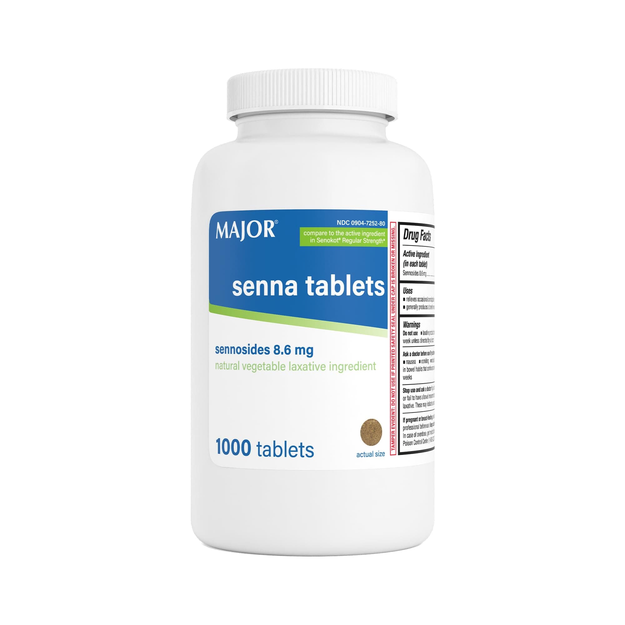 - Senna 8.6 mg Natural Vegetable Laxative Tablets - Made with Sennosides - 1000-Count (1-Pack)