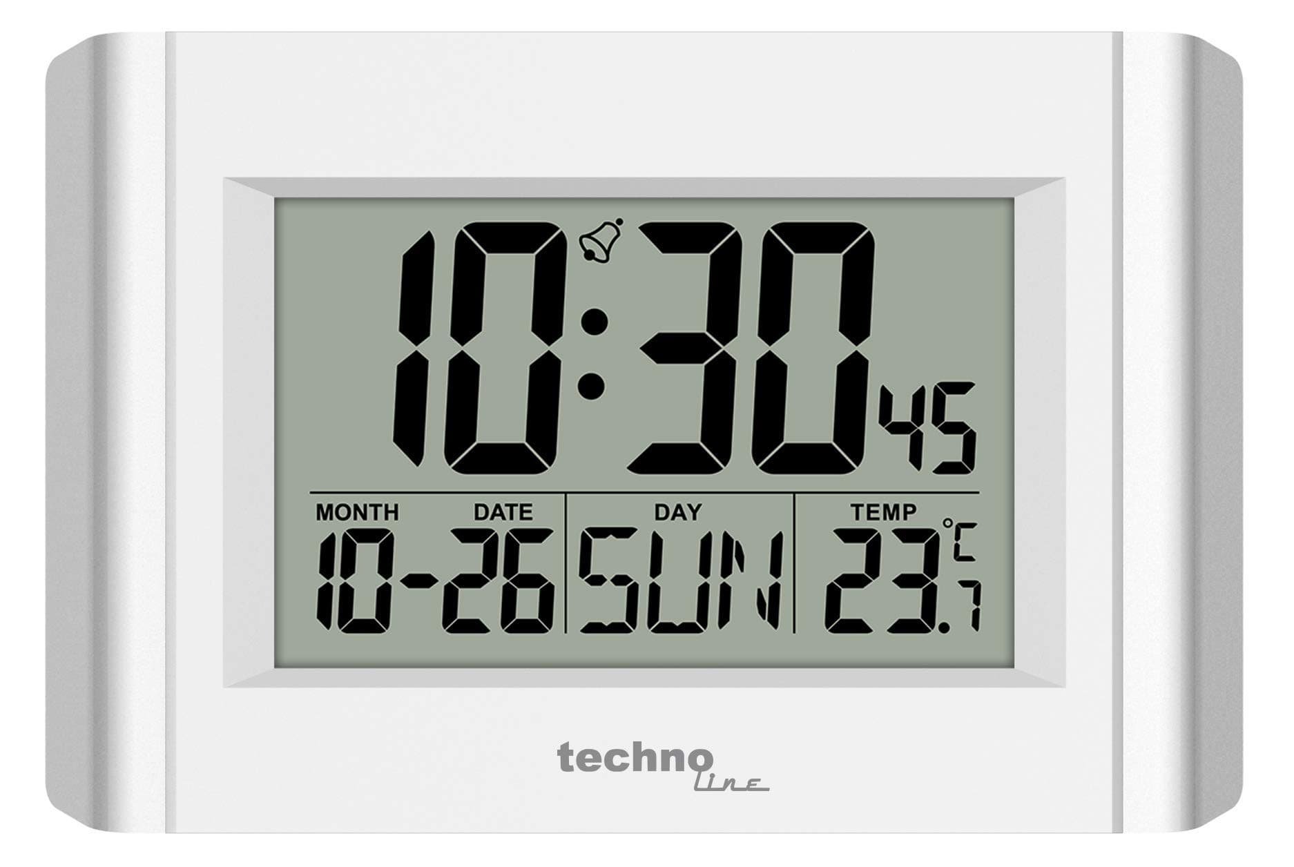 Digital Quartz Wall Clock WS8002, White/Silver, 215 x 150 x 28mm