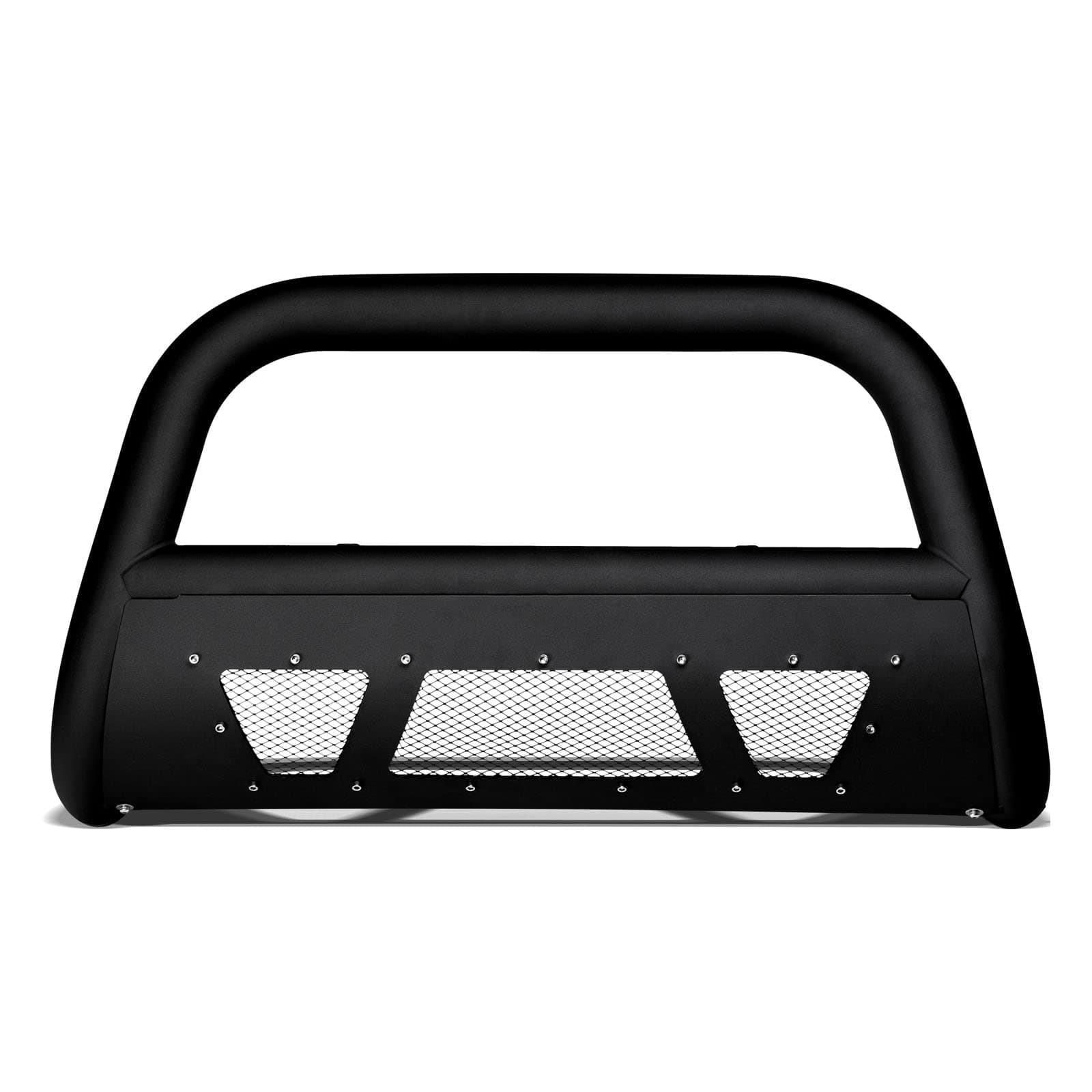 Matte Black Studded Mesh Bull Bar Brush Push Front Bumper Grill Grille Guard with Skid Plate Compatible with 04-15 Titan/Armada